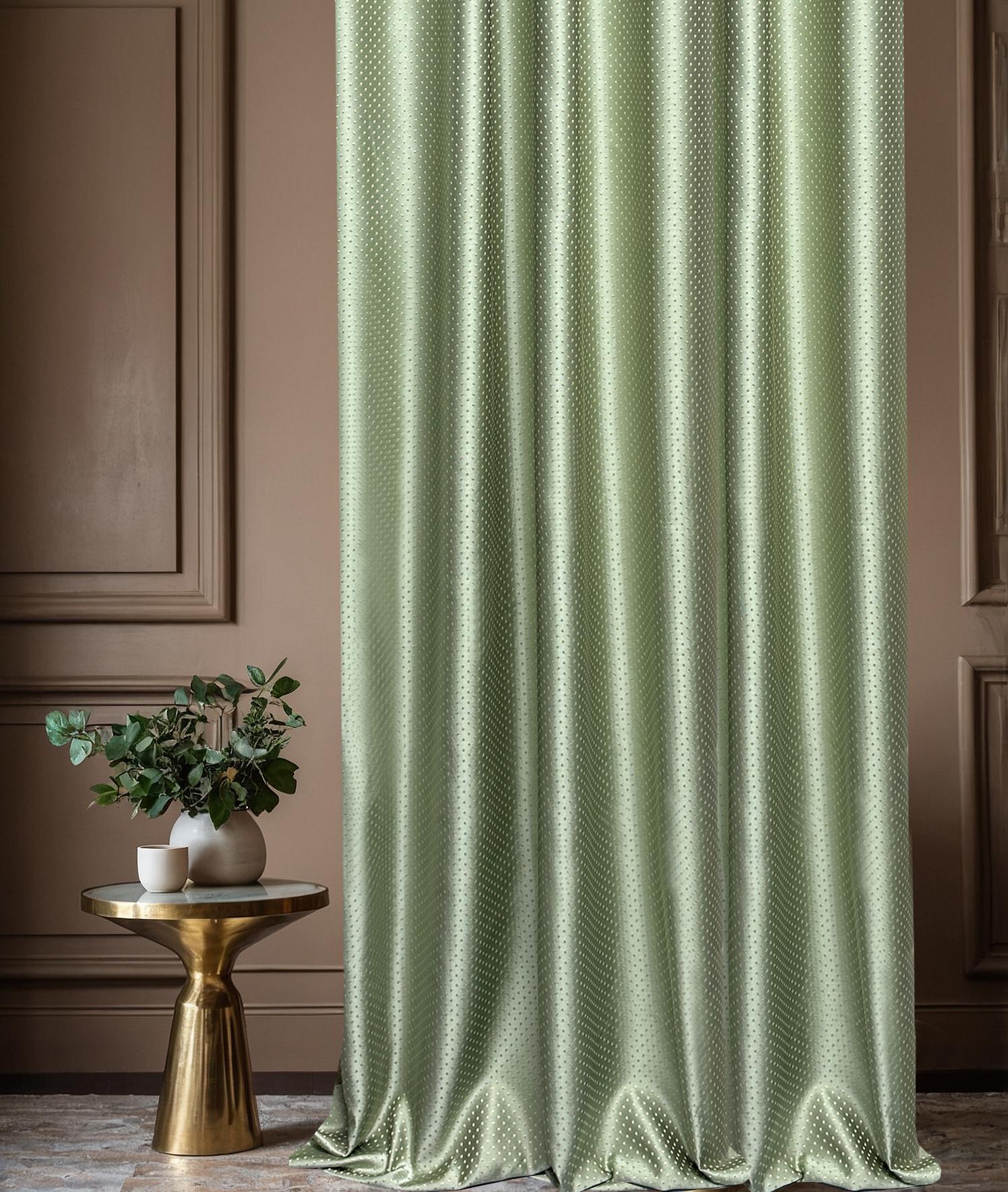Sage Green Small Dot Curtain Panel with Subtle Textured Pattern